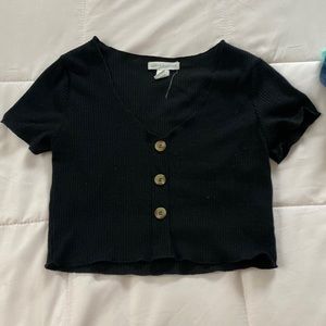 Black crop top with buttons